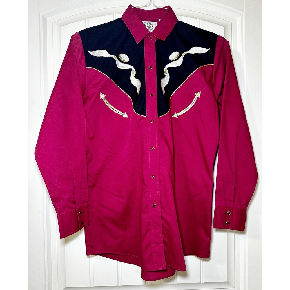 Ely Country Charmers Embroidered Western Shirt Roper Pearl Snap Womens Size S